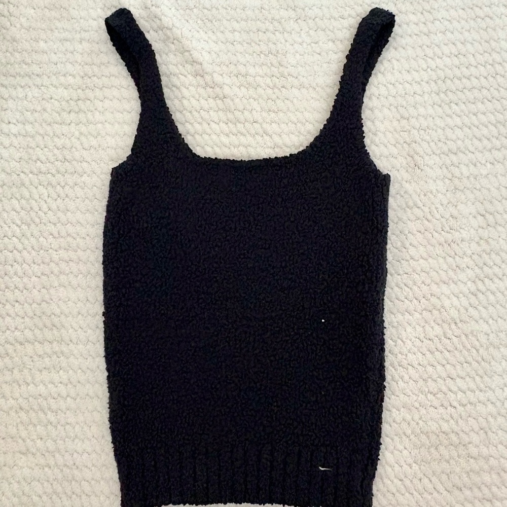 SKIMS - NEVER WORN Black Fitted Cotton Cozy Knit Tank Top